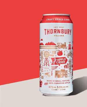 A can of Thornbury Premium Apple Cider