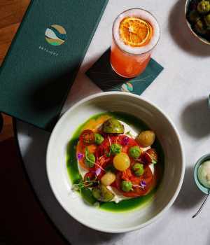 Heirloom tomato and stracciatella salad at Skylight at W Toronto hotel