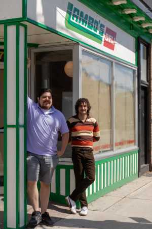 Co-owners, Justin Leone and Cris TK, outside Lambo's Deli Leslieville