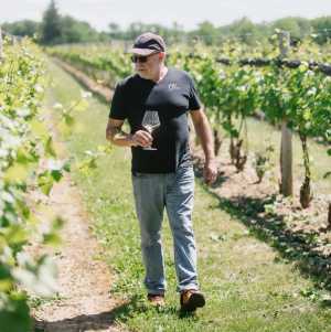 13th Street Winery, Niagara | A man walking in the vineyard