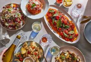 A spread of dishes at Figo Toronto