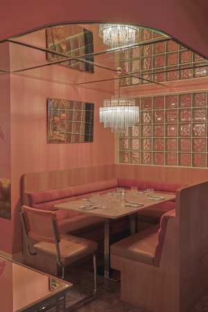 General Public | A cozy pink corner inside the dining room at General Public