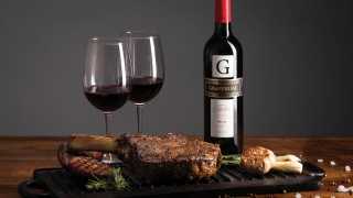 Graffigna wine with a large steak