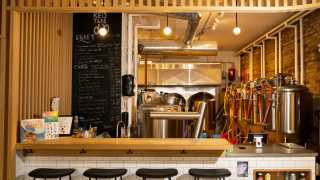 The bar inside Red Tape Brewery