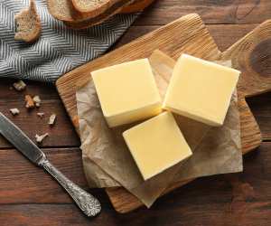 Cubes of butter on a board