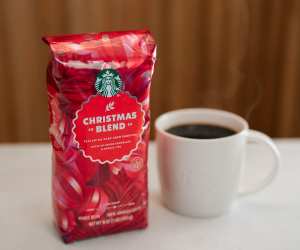 Starbucks Christmas Blend and a mug of coffee