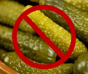 Pickles with a red circle and a line through it