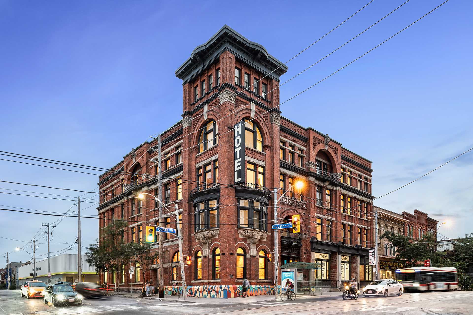 A street view of the Gladstone House on Queen West