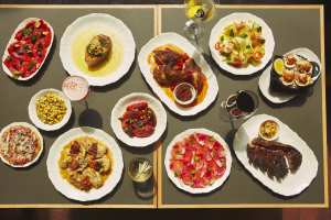 Alder restaurant review: Overhead spread of food at Alder