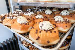 Best doughnuts in Toronto | Chocolate chip topped doughnuts at Machino Donuts