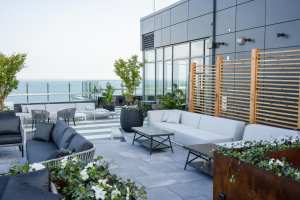 Best patios Toronto | Seating on Valerie's rooftop patio at Hotel X