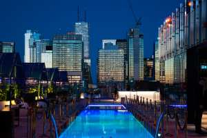 Best patios in Toronto | Lavelle's rooftop patio at night