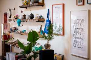 Supper clubs in Toronto | Shelves lined with pottery at Goji Studio