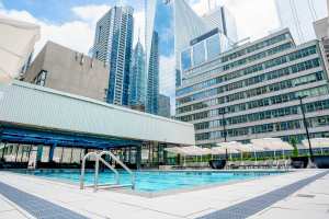The rooftop pool at the Sheraton Centre Toronto