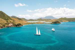 Boats sail around St. Kitts
