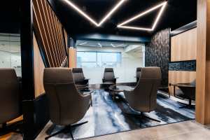 A meeting room inside the Aspire | Air Canada Café at Billy Bishop Toronto City Airport
