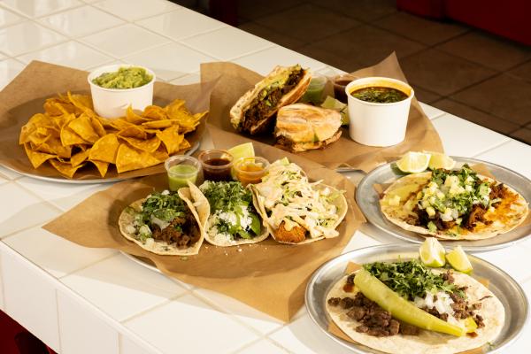 Cheap eats | A spread of tacos and chips from Gus Tacos