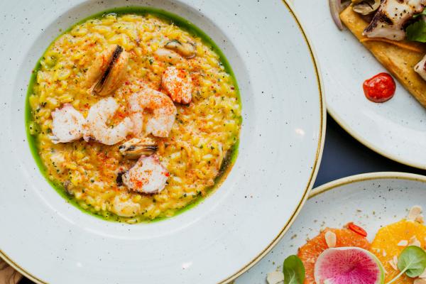 Happy hours in Toronto | Shrimp risotto at Oretta Midtown