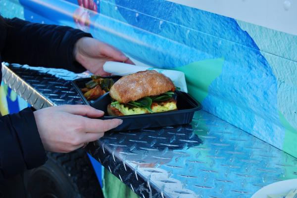 Toronto food trucks | Grabbing a sandwich from the La Palma food truck