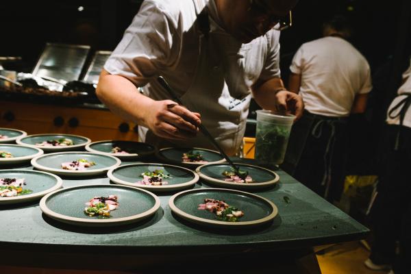 Toronto chef Elias Salazar plates dishes with caviar