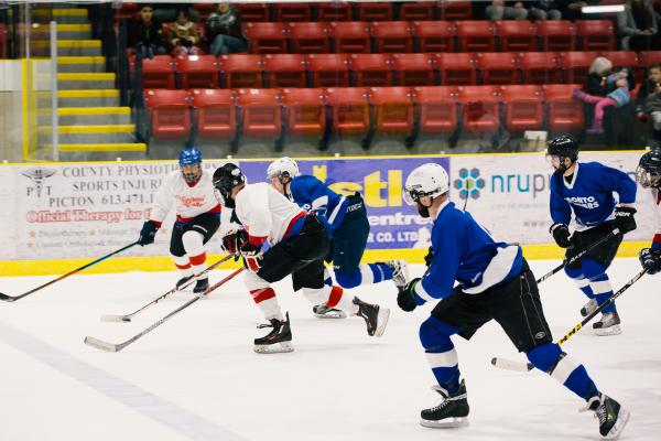 Hockey players at the Barn Burner all-star hockey game in Prince Edward County Hockey players at the Barn Burner all-star hockey game in Prince Edward County