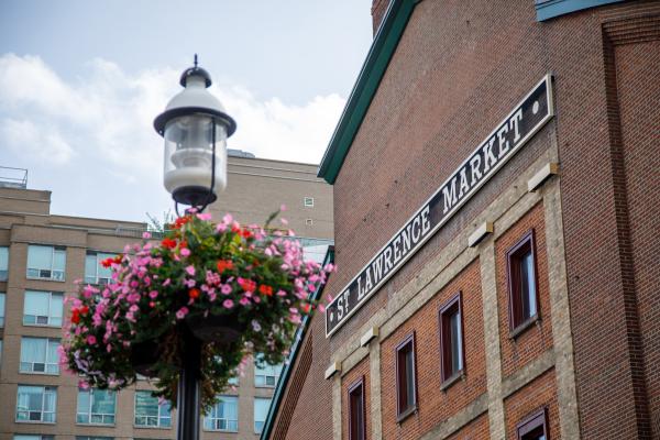 Flowers outside St. Lawrence Market