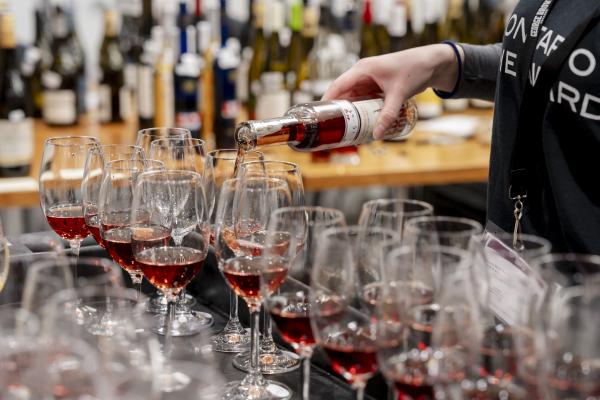 Pouring wine into glasses at the Ontario Wine Awards