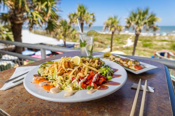 A plate of vibrant Southern food on Amelia Island