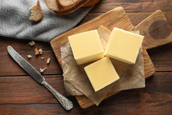 Cubes of butter on a board