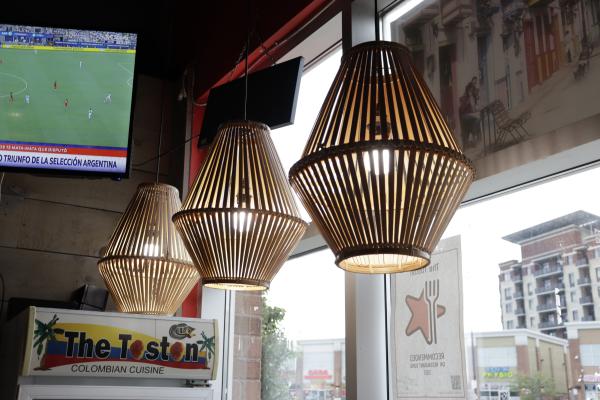 Markham restaurants | Hanging lamps inside The Toston