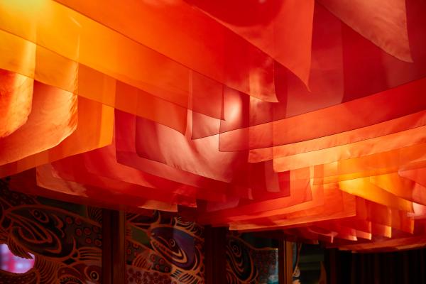 Restaurants with art | Moss and Lam Studio's fabric art installation