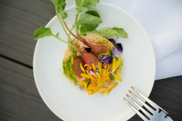 A vibrant dish at Restaurant Pearl Morissette A vibrant dish at Restaurant Pearl Morissette