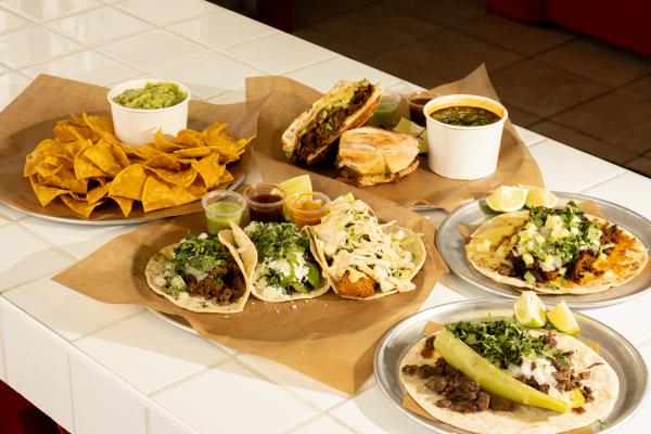 Cheap eats in Toronto | A spread of tacos and chips from Gus Tacos Cheap eats in Toronto | A spread of tacos and chips from Gus Tacos