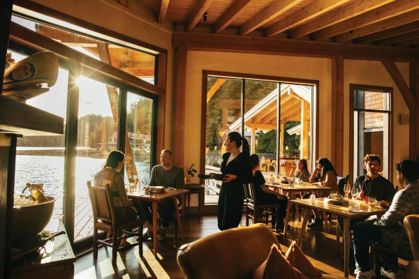 Seaweed benefits | The dining room at Nimmo Bay Wilderness Resort