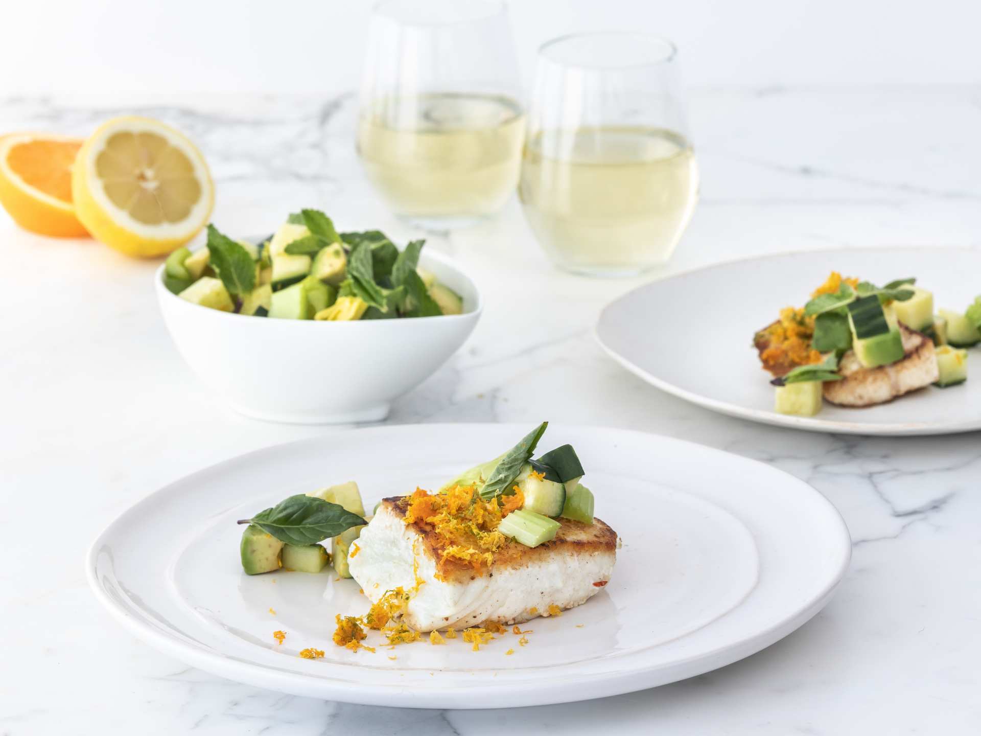 Sustainable seafood recipes | Citrus dusted wild halibut with fresh avocado salsa