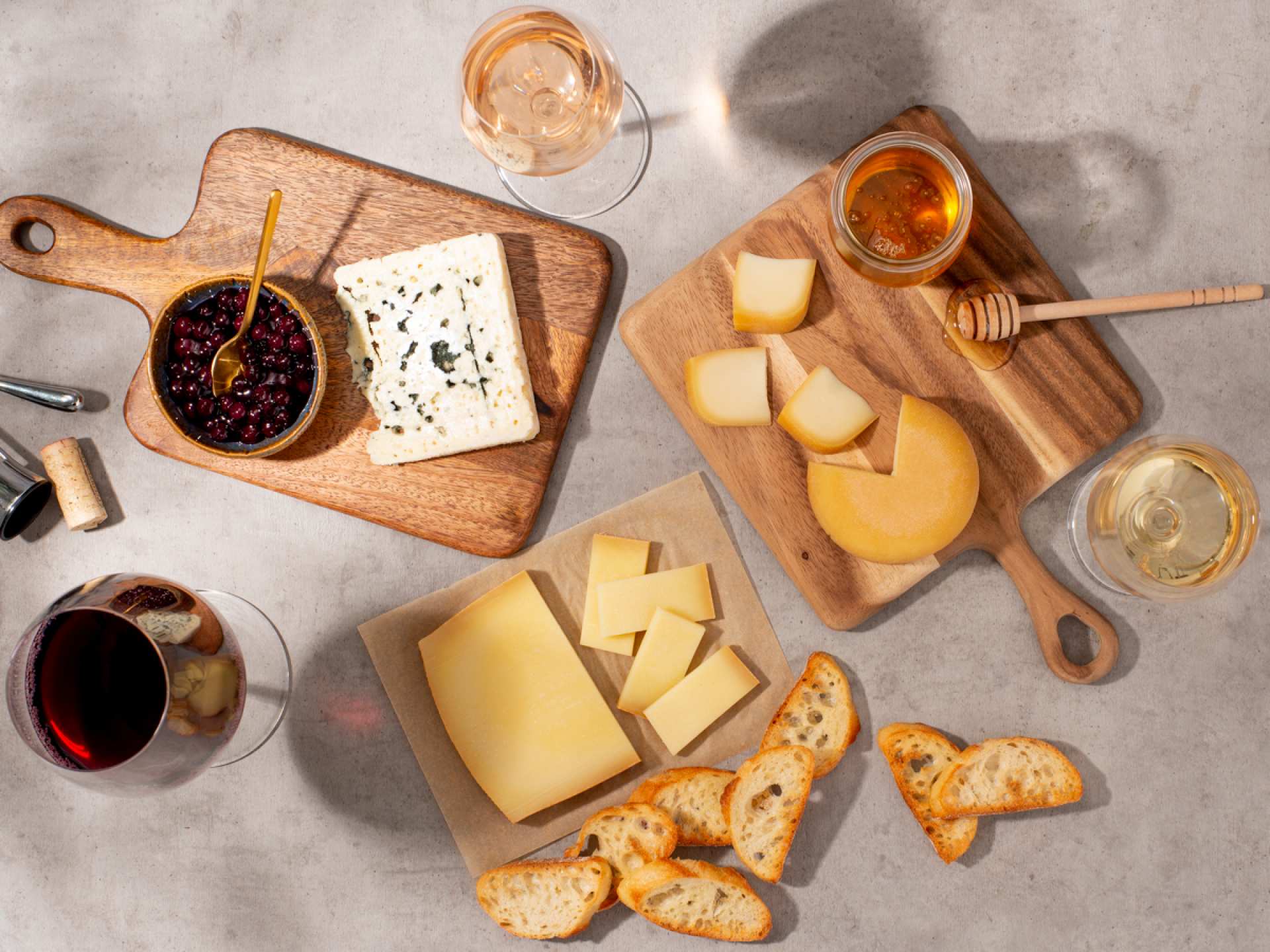 Cheeseworld online cheese shop | A spread of wine and cheese