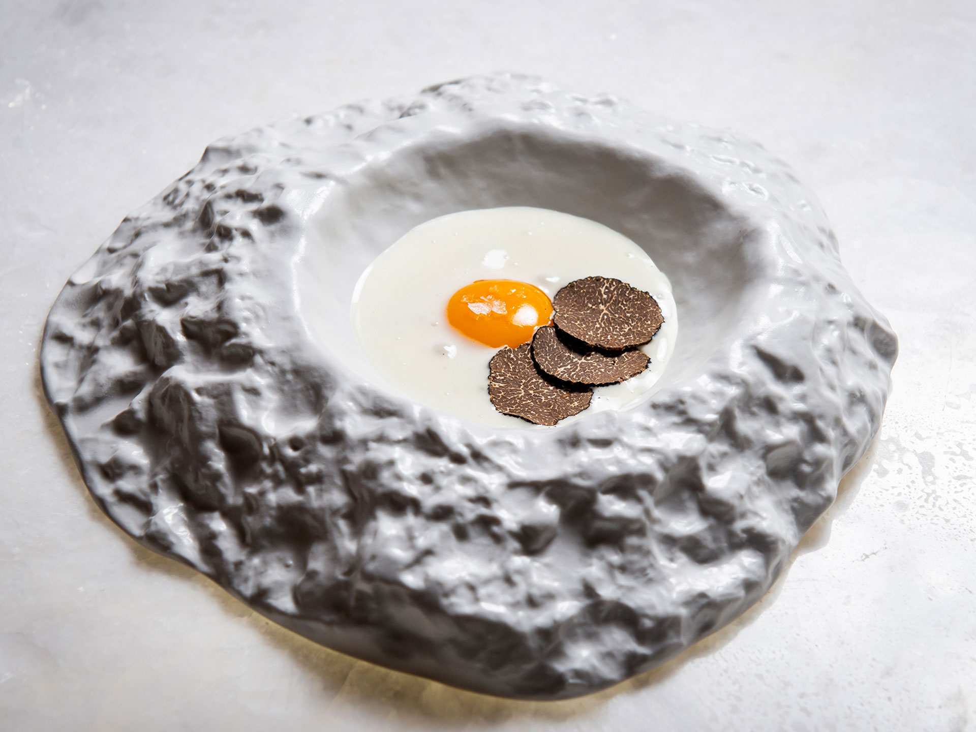 What are truffles | Black truffles with egg yolk and burrata foam at Toronto's Don Alfonso