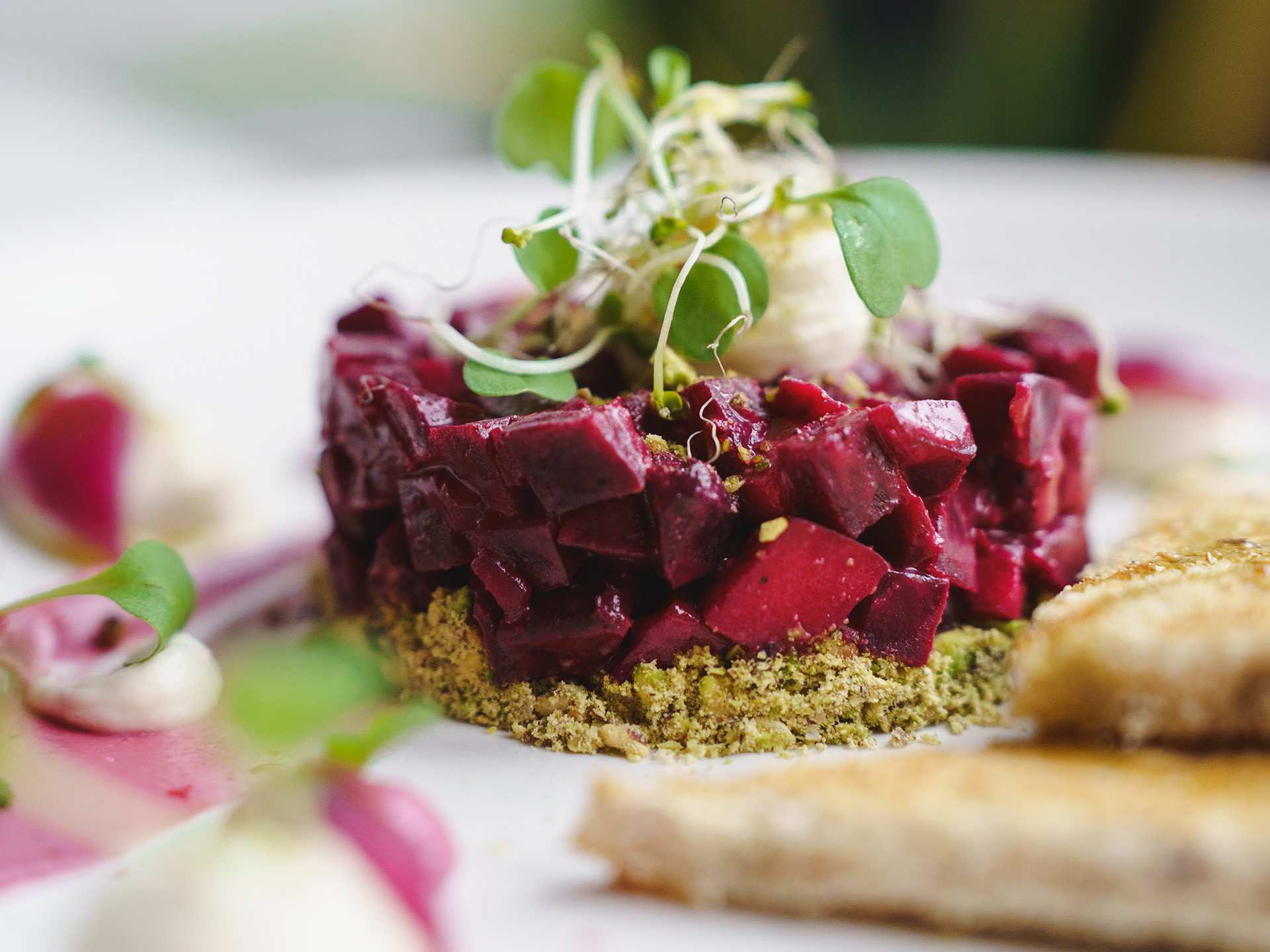 Vegan restaurants | A red beet tartare from Gia