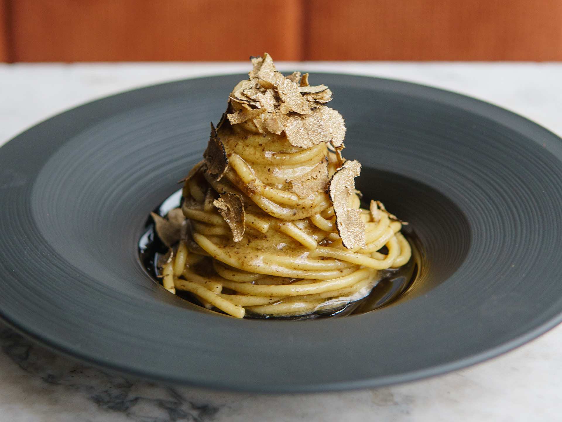 Vegan restaurants | A stack of pasta with truffle from Gia