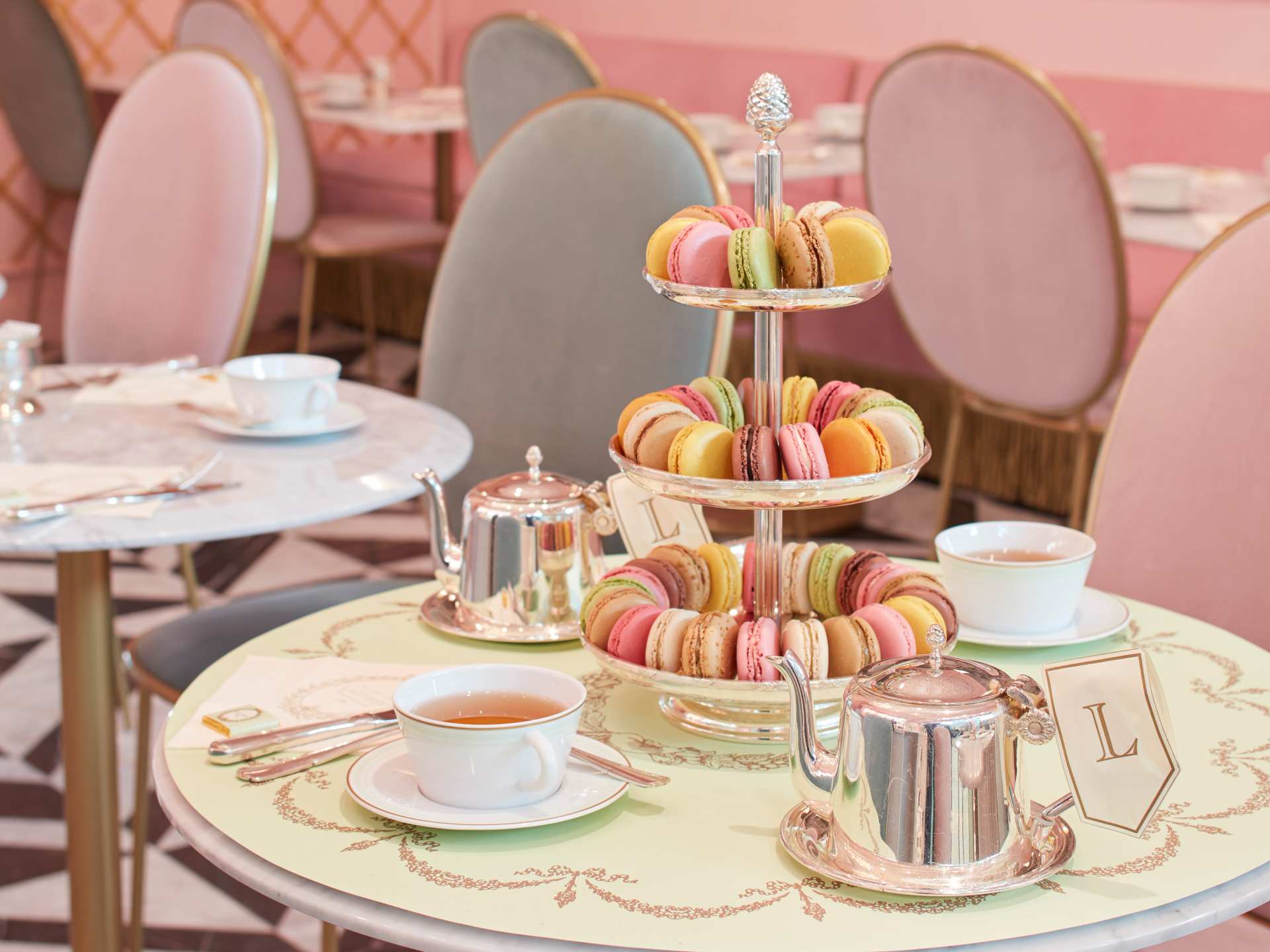 Best brunch in Toronto | Macarons on a cake stand at Ladurée Yorkdale
