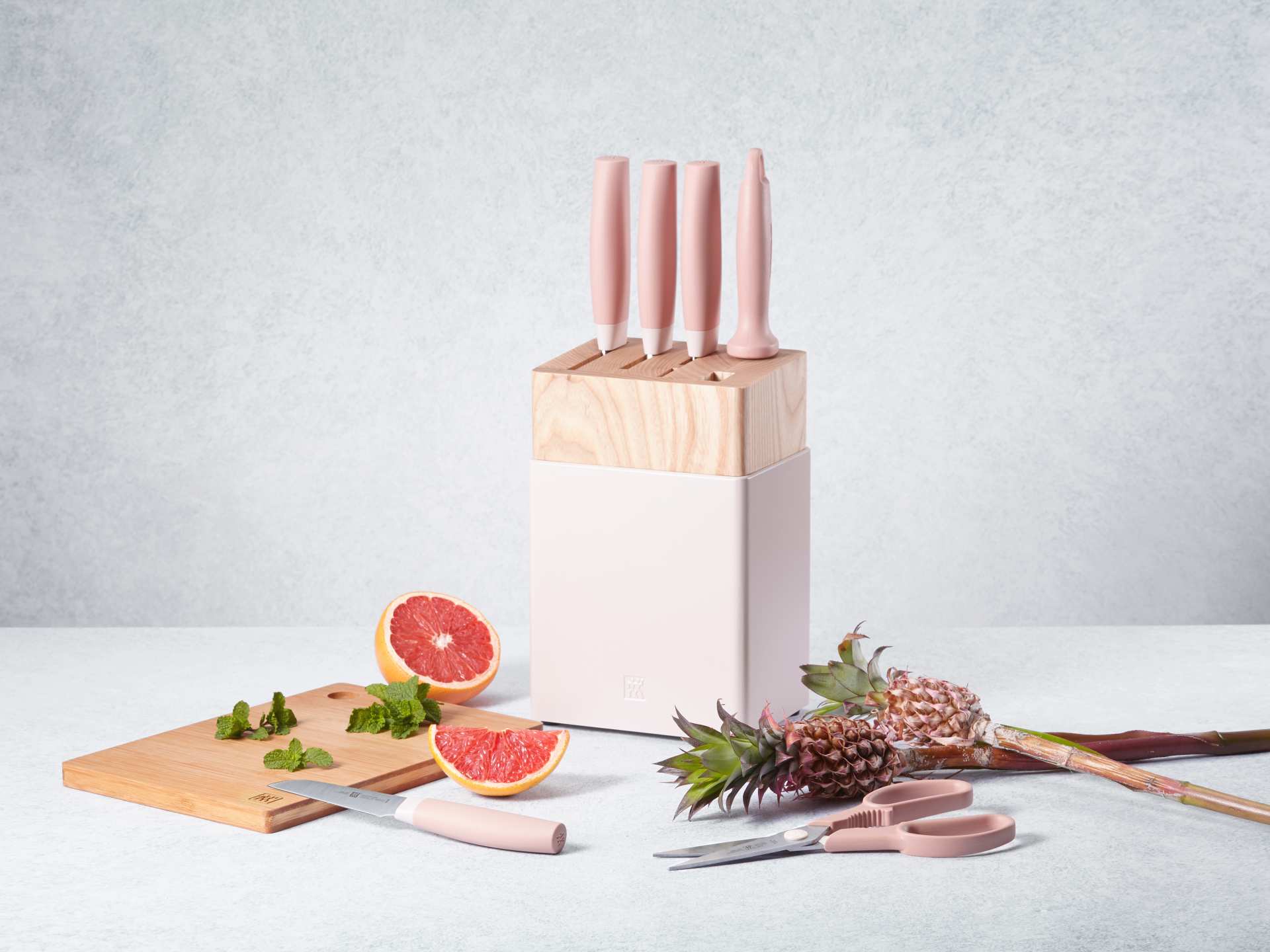 Mother's Day ideas | Zwilling Now S 7-Piece Knife Block Set with grapefruits and pineapple