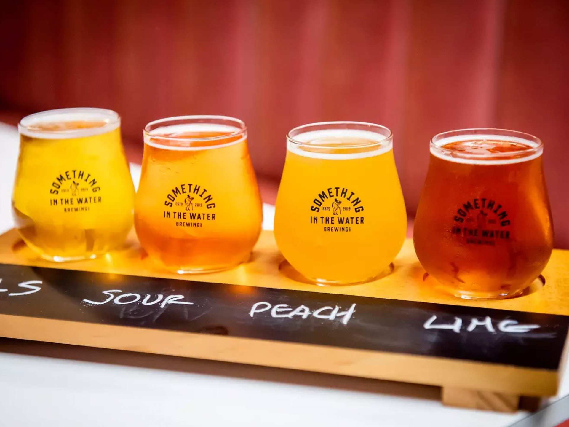 A flight of beer at Something in the Water A flight of beer at Something in the Water