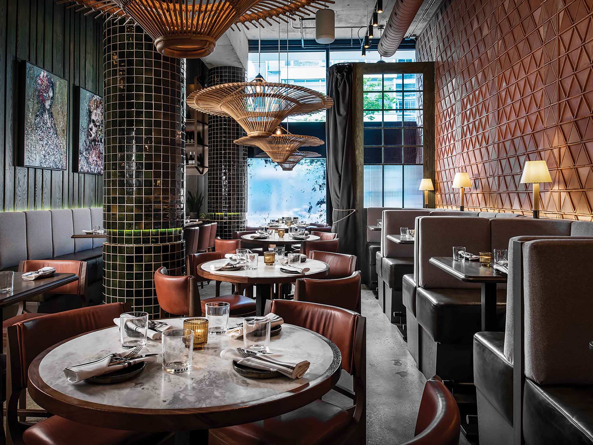 Late night food in Toronto | The dining room with small lamps at Bar Chica