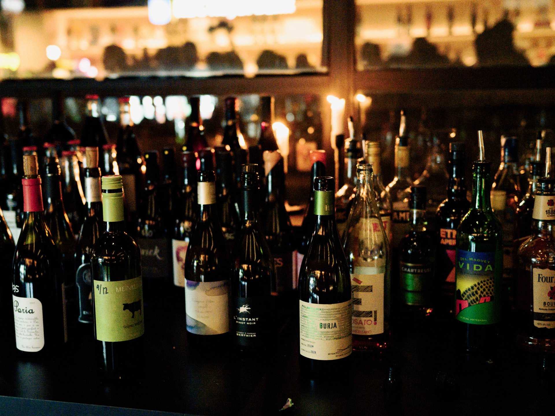 The Daughter Toronto | Bottles of wine on the bar at The Daughter in Toronto
