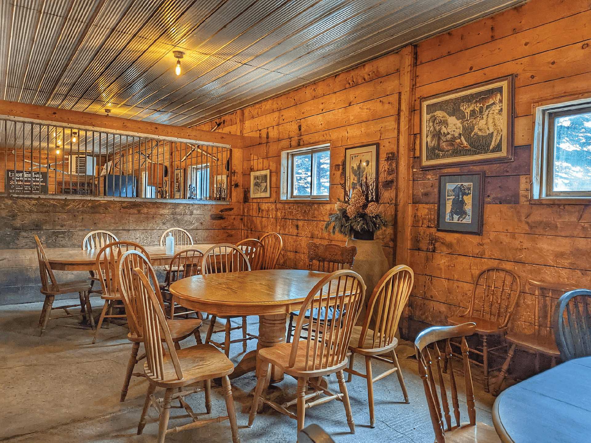Rural Route Tour Co. maple syrup farm tour | The rustic dining room at Horse Barn Canteen
