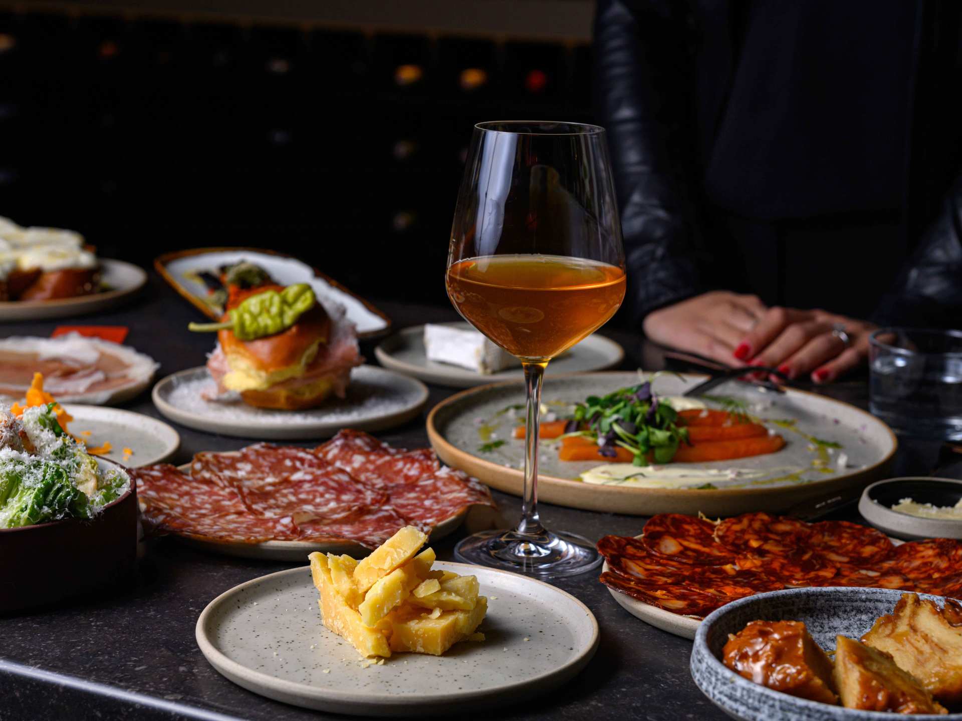 Best wine bars Toronto | A spread of food and wine at The Daughter