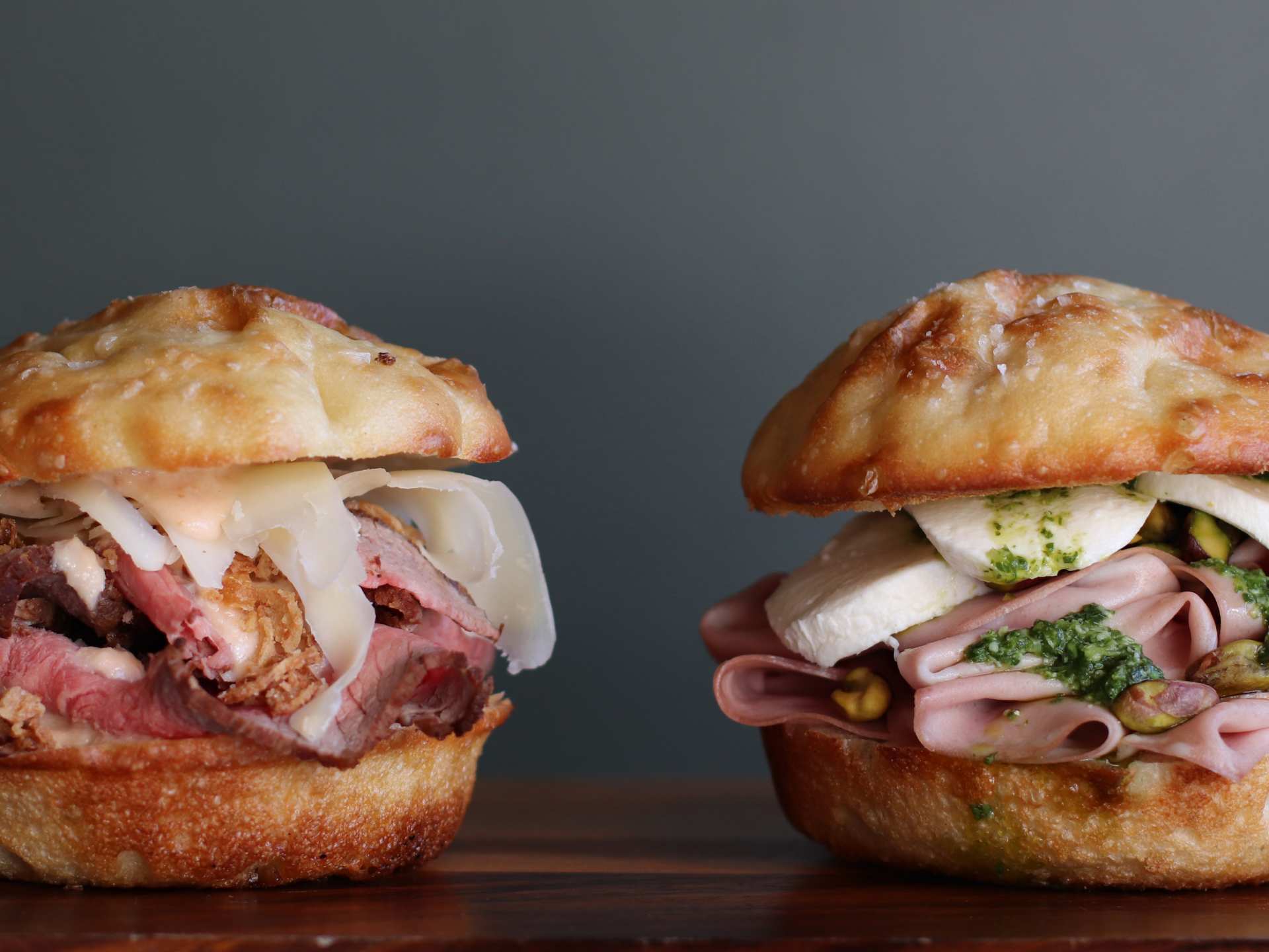 Best new restaurants Toronto | Two focaccia sandwiches at Leslie's Sandwich Room