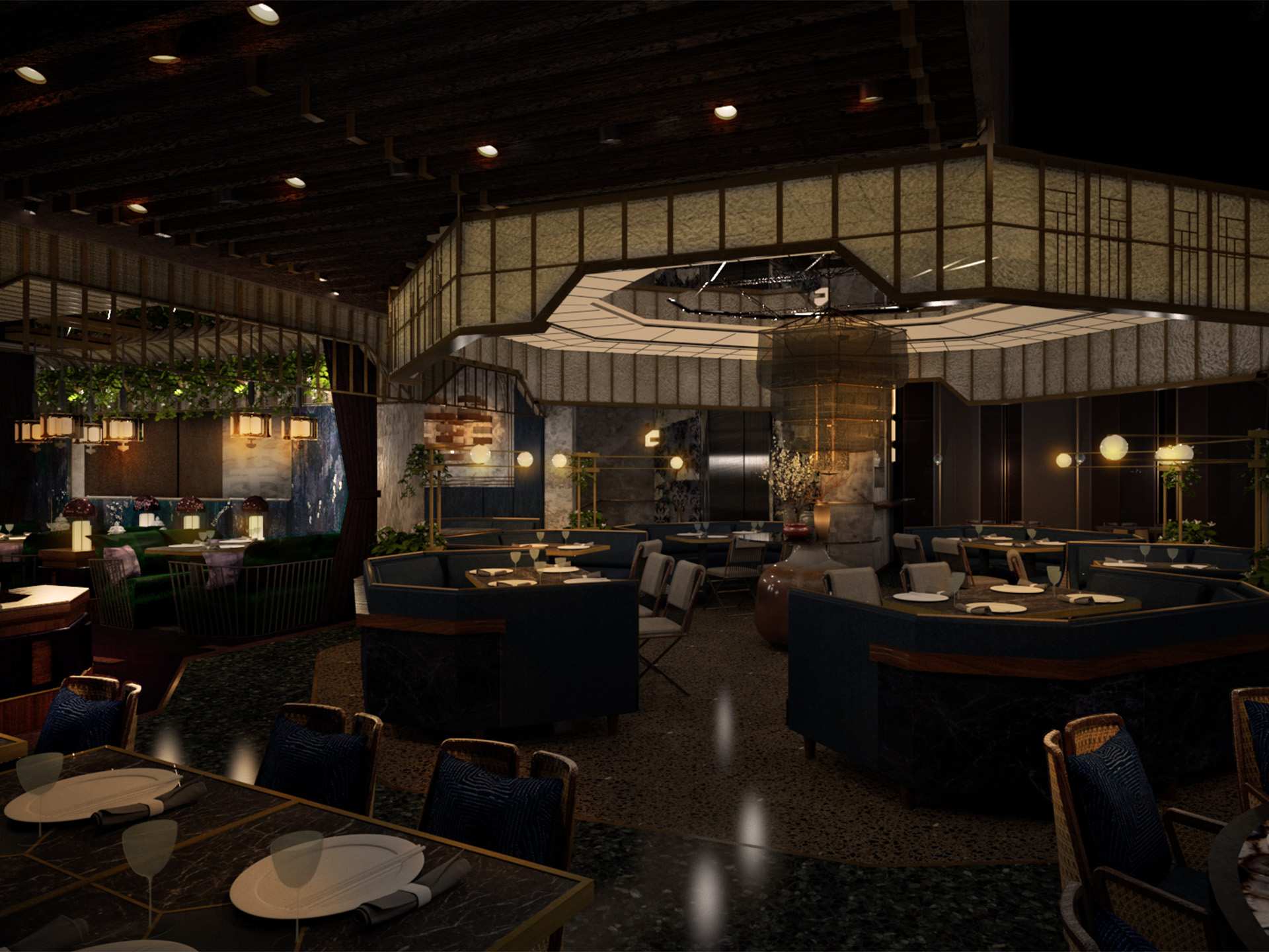 Best new Toronto restaurants | A rendering of Mott32's luxurious dining room
