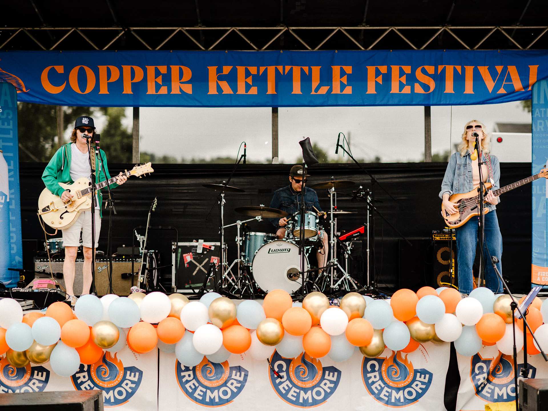 Two musicians playing at Creemore Springs Brewery's Copper Kettle Festival