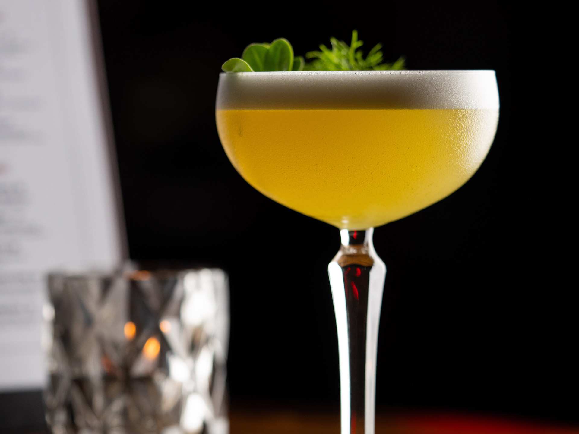 Best Italian restaurants in Toronto | A yellow cocktail close-up at Bar Notte